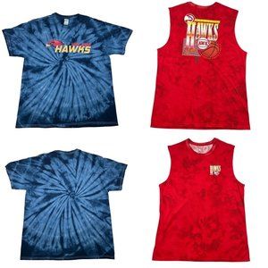 Atlanta Hawks Tie Dye T-Shirts Men XL Lot of 2 Vintage NBA Basketball Team RARE